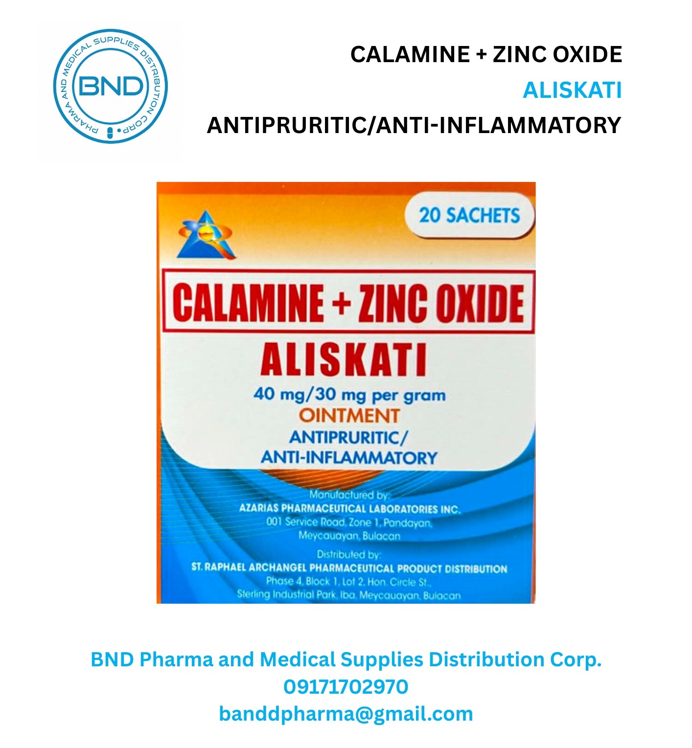 ALISKATI Calamine + Zinc Oxide Ointment Anti-inflammatory FDA Approved (By 5)