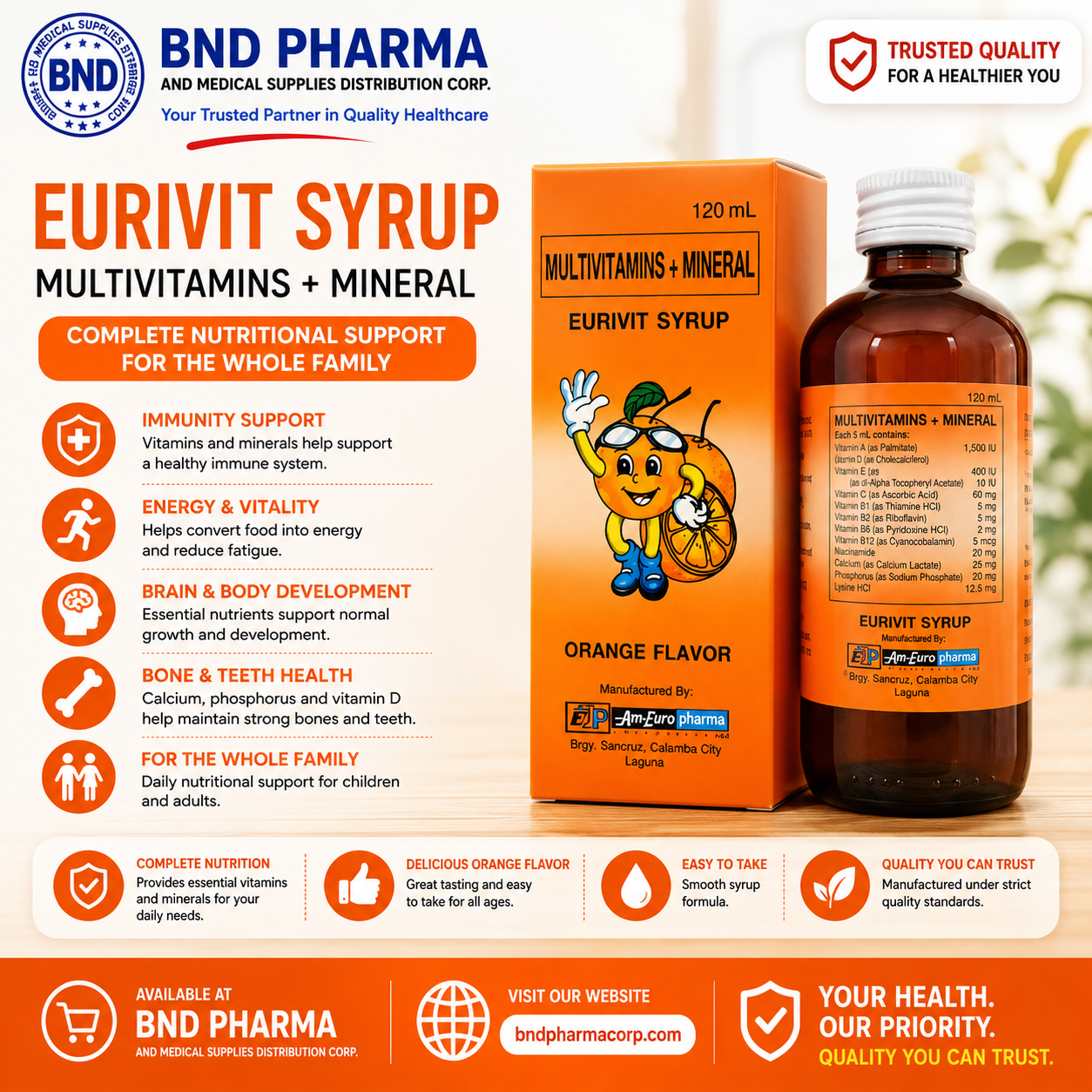 EURIVIT SYRUP Multivitamins + Minerals FDA approved