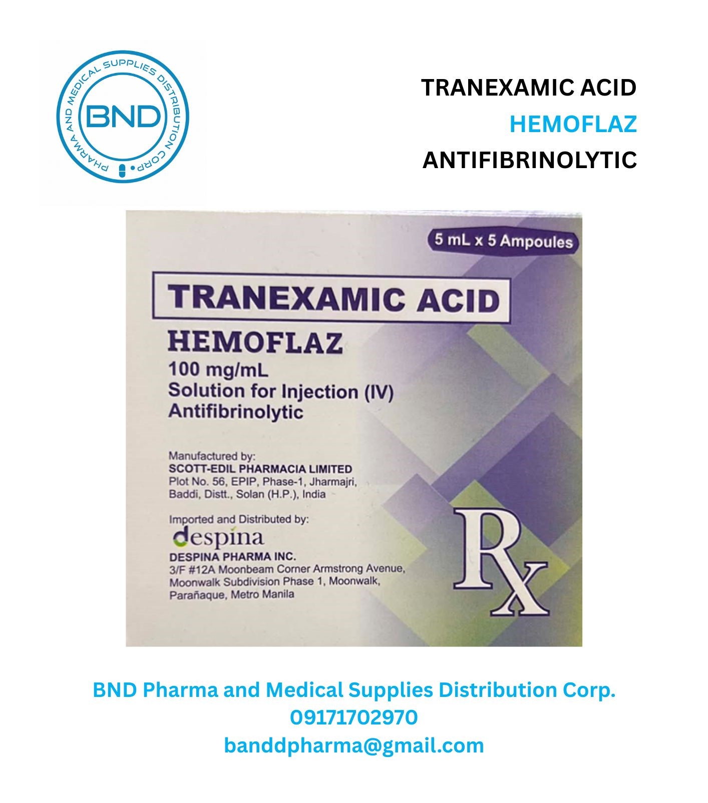 Hemoflaz – Tranexamic Acid 100 mg/mL Solution for Injection