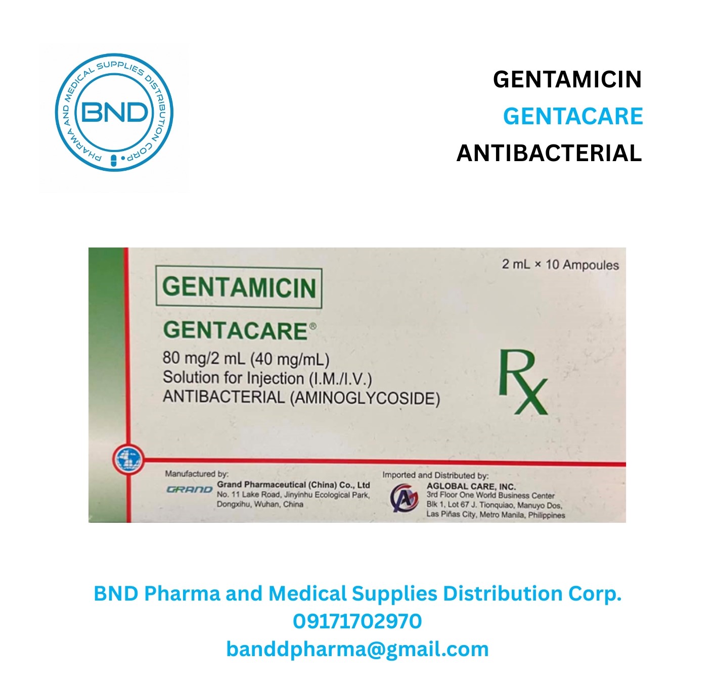 Gentacare® – Gentamicin 80 mg/2 mL Injection